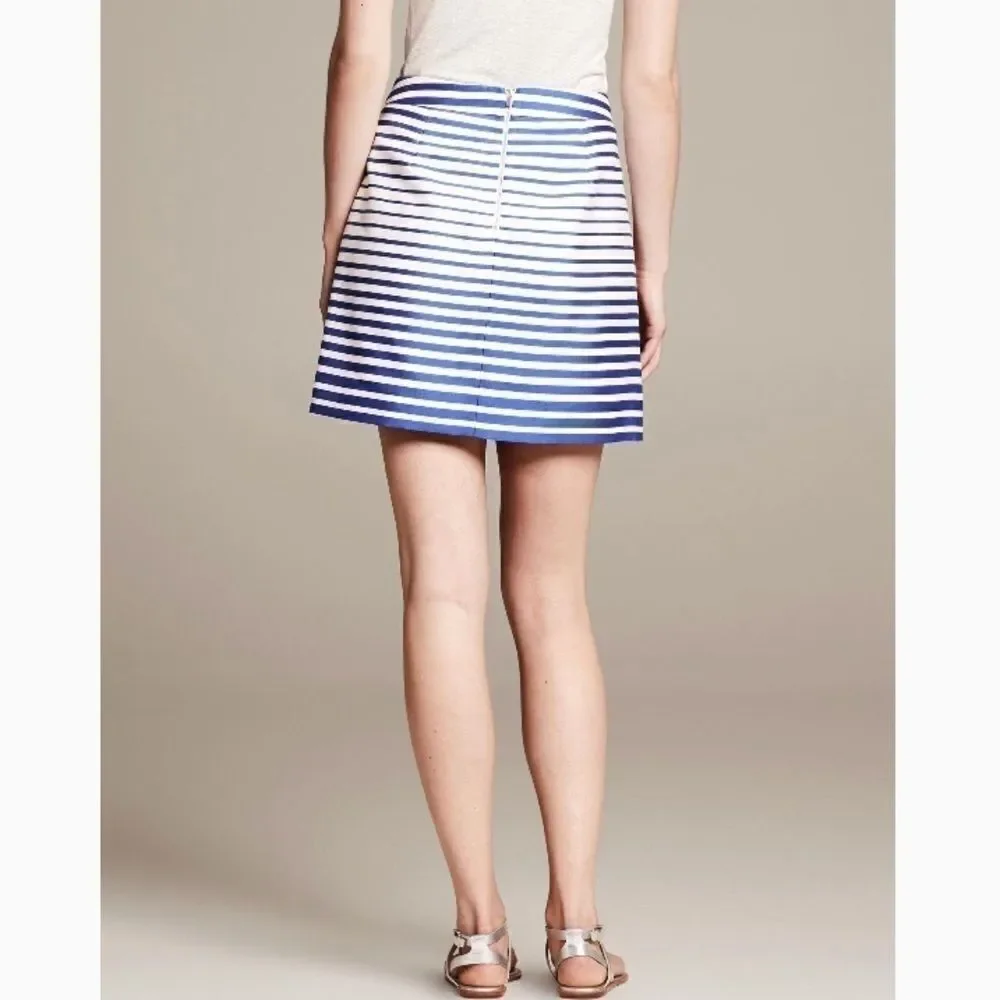 Banana Republic Blue Stripe Open Pleat Skirt